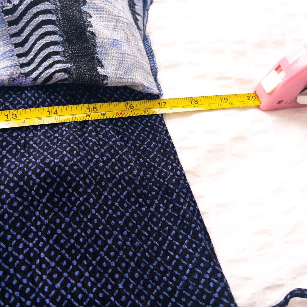 VTG 90s Rabbit Rabbit Rabbit Design Abstract Blue Layered Maxi Dress Size 12M - Picture 15 of 15